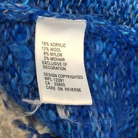 Embroidered Skiing Penguins & Snowflakes Holiday Wool Sweater - Picture 12 of 14